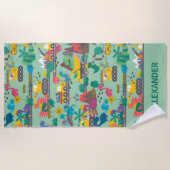 Dinosaurierbau Kinder Personalisiert Strandtuch (Vorderseite)