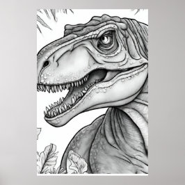 Dinosaurierbild Schwarz + Weiß Wandposter Poster