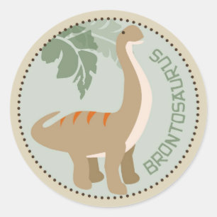 Dinosaurierbrontosaurus-Geburtstags-Kuchen-Deckel Runder Aufkleber