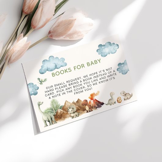 Dinosaurierbücher für Babydusche Begleitkarte