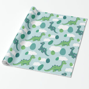 Dinosaurierei-Packpapier-Babyblau/Grün/Minze Geschenkpapier
