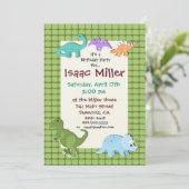 Dinosauriergeburtstags-Party Einladung Dino laden (Stehend Vorderseite)