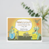 Dinosauriergeburtstags-Party laden ein Einladung (Stehend Vorderseite)