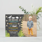 Dinosauriergeburtstagseinladung Dinosaurier-Party Einladung (Stehend Vorderseite)