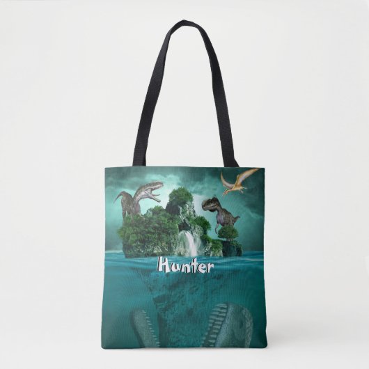 Dinosaurierinsel Personalisiert Tasche (Vorderseite)
