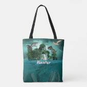 Dinosaurierinsel Personalisiert Tasche (Rückseite)