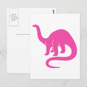 Dinosaurierkarte - Rosa Postkarte (Vorne/Hinten)
