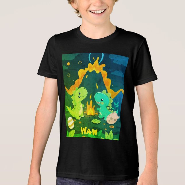 Dinosaurierkleidung Tri-Blend Shirt (Vorderseite)