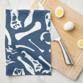 Dinosaurierknochen (blau) geschirrtuch (Viertel Falte)