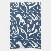 Dinosaurierknochen (blau) geschirrtuch (Vertikal)