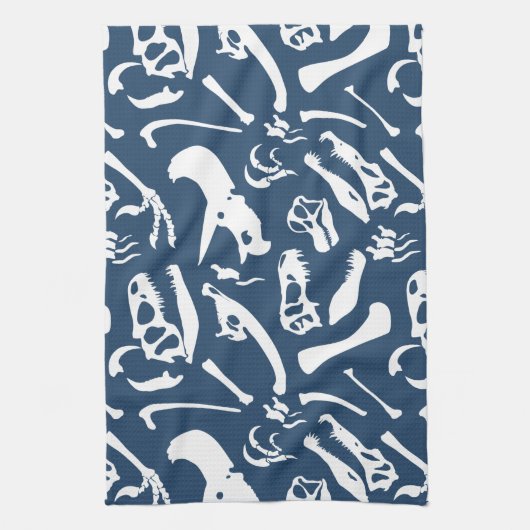 Dinosaurierknochen (blau) geschirrtuch (Vertikal)
