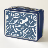 Dinosaurierknochen (blau) metall brotdose (Rückseite)