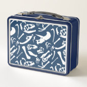 Dinosaurierknochen (blau) metall brotdose (Vorderseite)