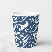 Dinosaurierknochen (blau) Papier-Cup Pappbecher (Vorderseite)