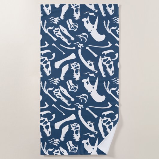 Dinosaurierknochen (blau) strandtuch (Vorderseite)