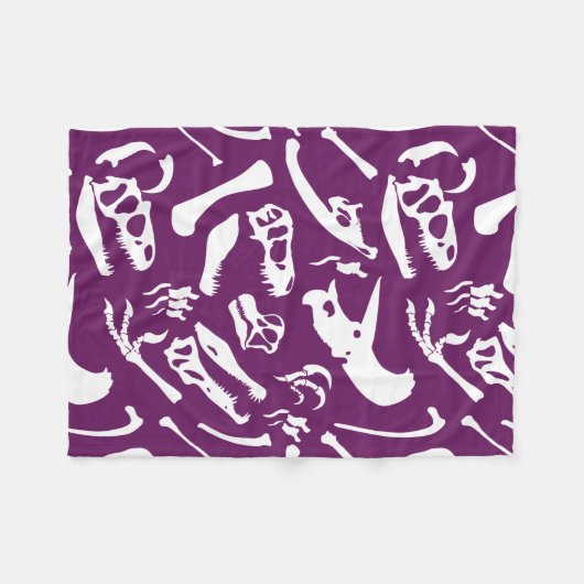 Dinosaurierknochen (Lila) Fleecedecke (Vorderseite (Horizontal))
