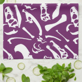 Dinosaurierknochen (Lila) Geschirrtuch (Gefaltet)
