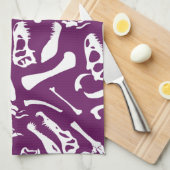 Dinosaurierknochen (Lila) Geschirrtuch (Viertel Falte)