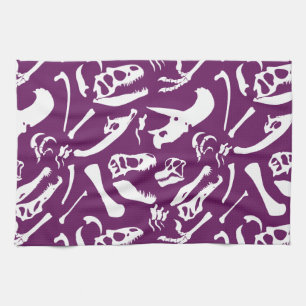Dinosaurierknochen (Lila) Geschirrtuch