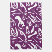 Dinosaurierknochen (Lila) Geschirrtuch (Vertikal)