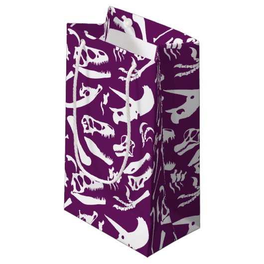 Dinosaurierknochen (Lila) Kleine Geschenktüte (Vorderseite Schrägansicht)
