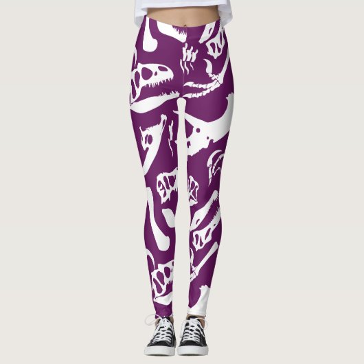 Dinosaurierknochen (Lila) Leggings (Vorderseite)