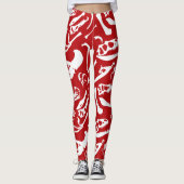 Dinosaurierknochen (rot) leggings (Vorderseite)