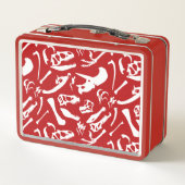 Dinosaurierknochen (rot) metall brotdose (Rückseite)