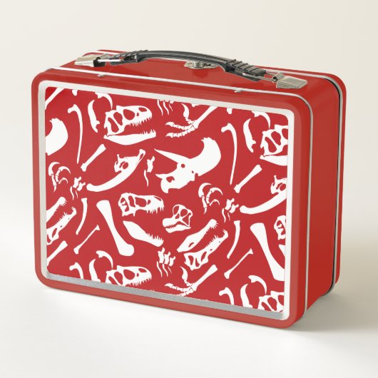 Dinosaurierknochen (rot) metall brotdose (Rückseite)