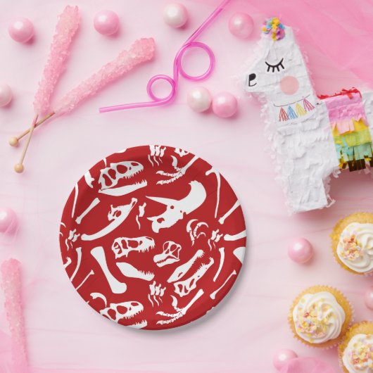 Dinosaurierknochen (rot) pappteller (Party)