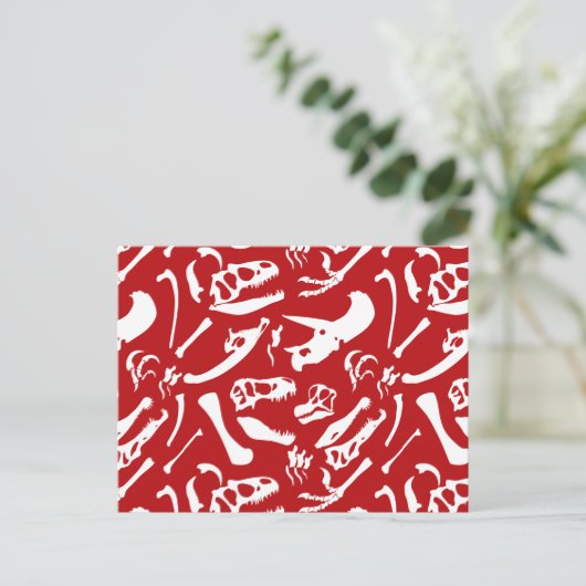 Dinosaurierknochen (rot) postkarte (Stehend Vorderseite)