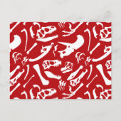 Dinosaurierknochen (rot) postkarte (Vorderseite)