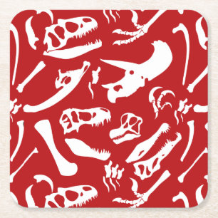 Dinosaurierknochen (rot) rechteckiger pappuntersetzer