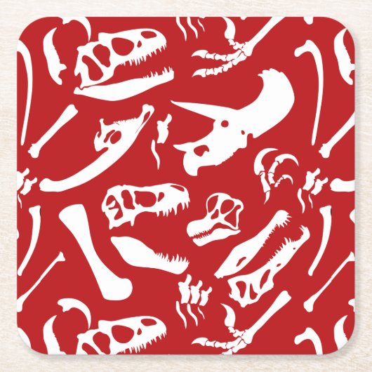 Dinosaurierknochen (rot) rechteckiger pappuntersetzer (Vorderseite)