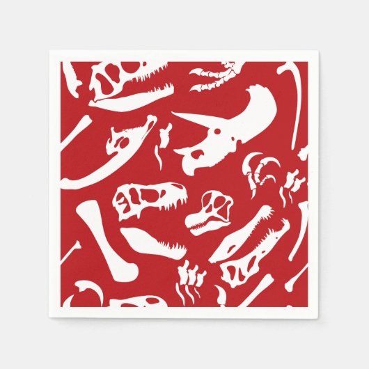 Dinosaurierknochen (rot) serviette (Vorderseite)