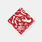 Dinosaurierknochen (rot) serviette (Ecke)