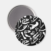 Dinosaurierknochen (schwarz und weiß) magnet (Vorderseite/Rückseite)