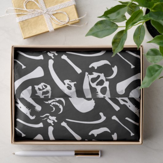 Dinosaurierknochen (schwarz und weiß) seidenpapier (Geschenk)