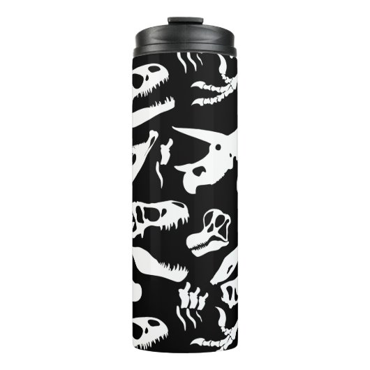 Dinosaurierknochen (schwarz und weiß) thermosbecher (Vorderseite)