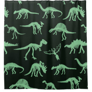 Dinosaurierknochen Vintage Silhouette Illustration Duschvorhang