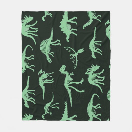 Dinosaurierknochen Vintage Silhouette Illustration Fleecedecke (Vorderseite)