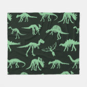 Dinosaurierknochen Vintage Silhouette Illustration Fleecedecke (Vorderseite (Horizontal))