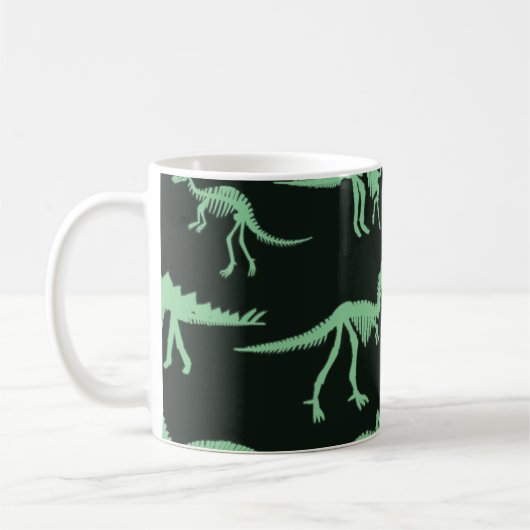 Dinosaurierknochen Vintage Silhouette Illustration Kaffeetasse (Links)