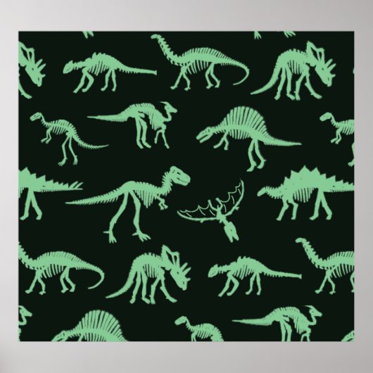 Dinosaurierknochen Vintage Silhouette Illustration Poster (Vorne)