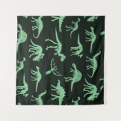 Dinosaurierknochen Vintage Silhouette Illustration Wandteppich (Vorderseite (Horizontal))