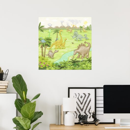 Dinosaurierlandschaft Poster (Heimbüro)