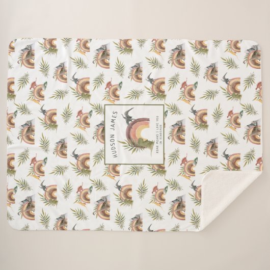 Dinosauriermuster | Monogram Sherpa Sherpadecke (Vorderseite (Horizontal))