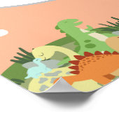 Dinosauriername Custom Kinderzimmer Kids Green Squ Poster (Ecke)