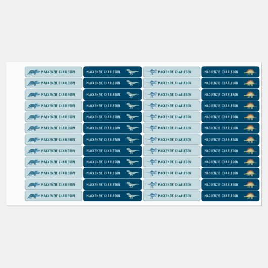 Dinosauriername Etiketten (Blatt)