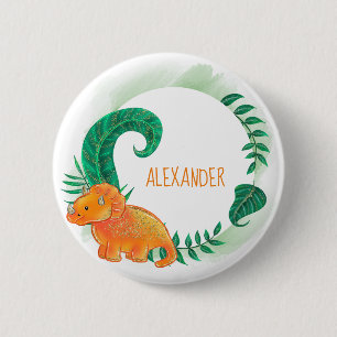 Dinosaurierniedlicher heller   orange Triceratops Button